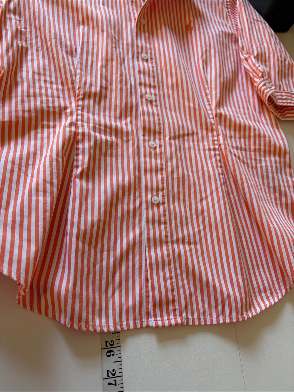 Ralph Lauren Sport Creamsicle Orange Nautical Striped Button-Up Shirt 10 Cotton - Picture 8 of 8